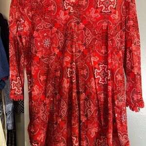 Charter Club Red Paisley Top